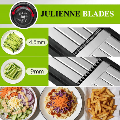MASTERTOP Mandoline Slicer for Kitchen Adjustable Stainless Steel Food Slicer Vegetable Chopper Onion Waffle French Fry Cutter Potato Chip Julienne Slicer with Safety Gloves