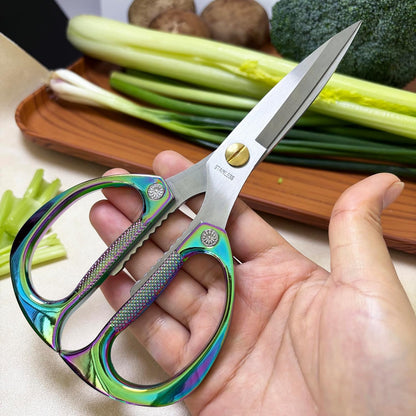 7.5in Stainless Steel Kitchen Scissors, Heavy Duty Shears for Chicken, Meat, Food, Vegetables, BBQ (Silver)