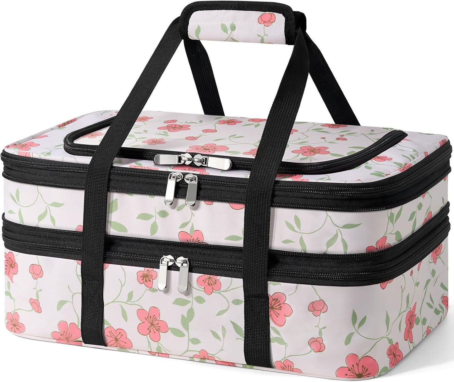 Double Insulated Casserole Carrier - Portable Casserole Carriers for Hot or Cold Food Lunch Tote Warmer or Cooler Bag for Potluck Parties Picnic Cookouts, Fits 9" x 13" Baking Dish - Grey