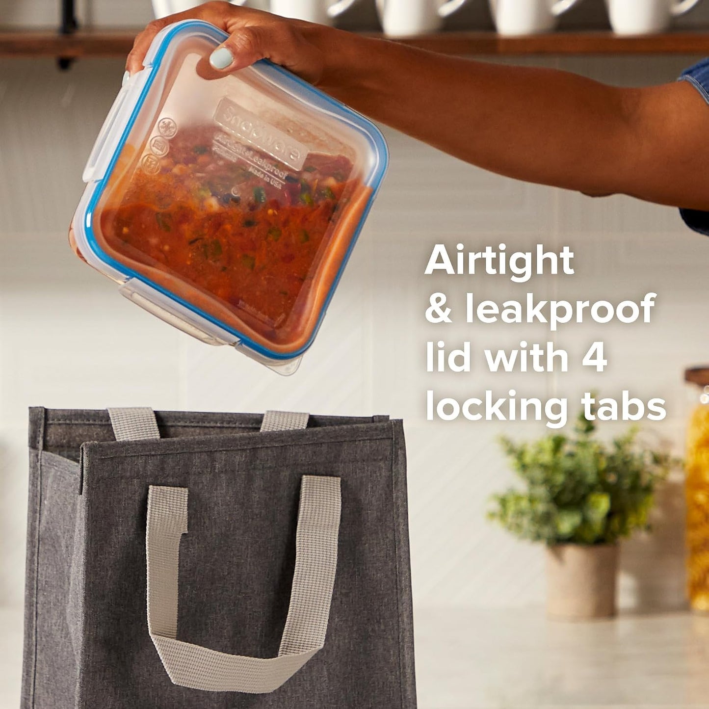 Snapware Plastic Total Solution 3-Pack (8.5-Cup) Food Storage Containers Set, Leakproof & Airtight Plastic Locking Lids Rectangular Containers, BPA-Free Lids, Microwave Dishwasher Freezer Safe