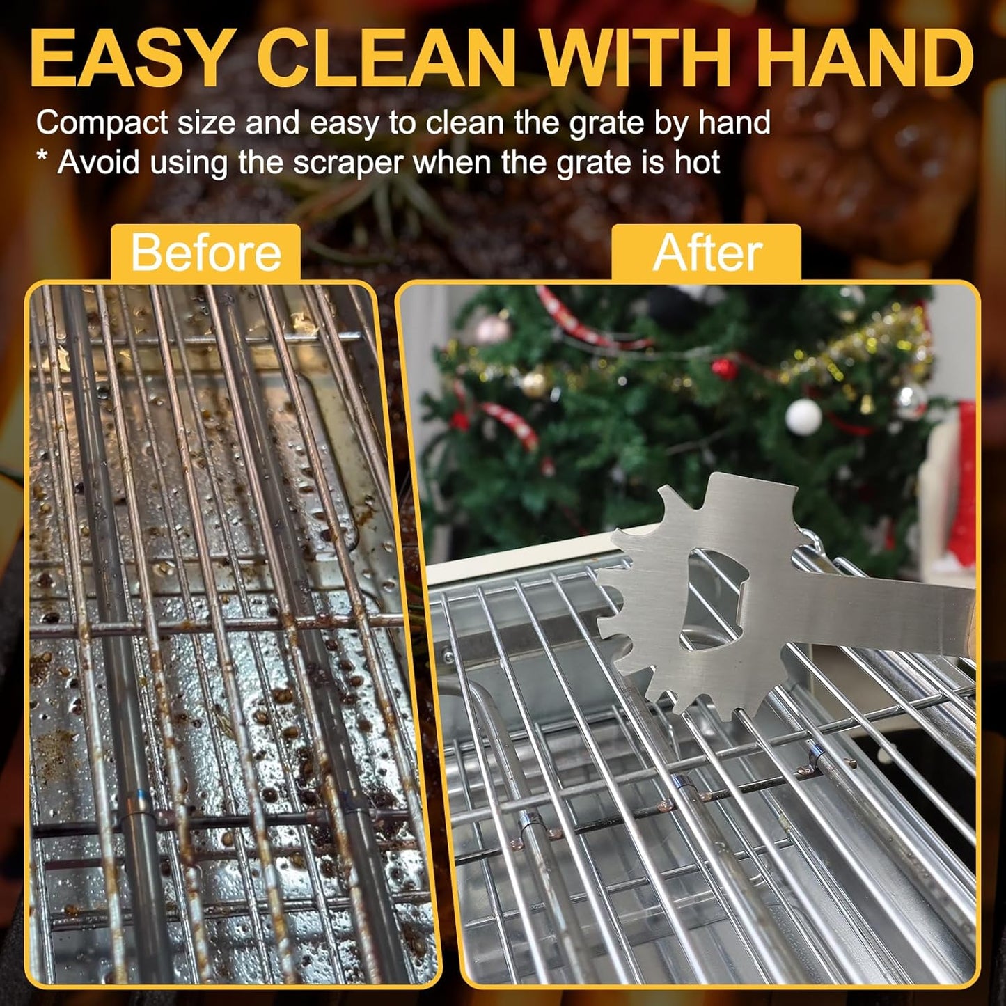 BBQ Grill Scraper, Stocking Stuffers for Men, Bristlefree Safe BBQ Scraper Fits Any Grilling Grate or Smoker Cleaning Tool and Kitchen Gadgets,Ideal Gifts for Christmas Men Dad Husband Fathers Day…