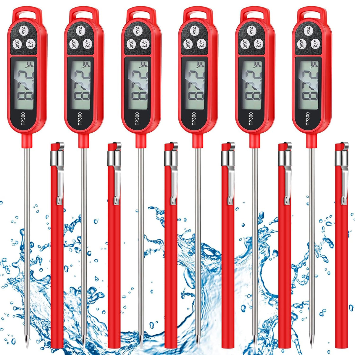 Copkim Food Thermometer Instant Read Probe BBQ,Red