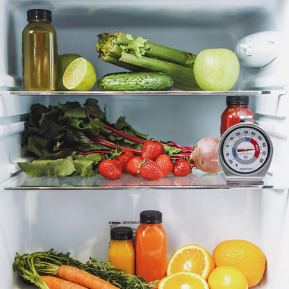 2.5 Inch Stainless Steel Fridge and Freezer Thermometer 2-Pack | NSF Certified | Hanging or Standing for Food Safety