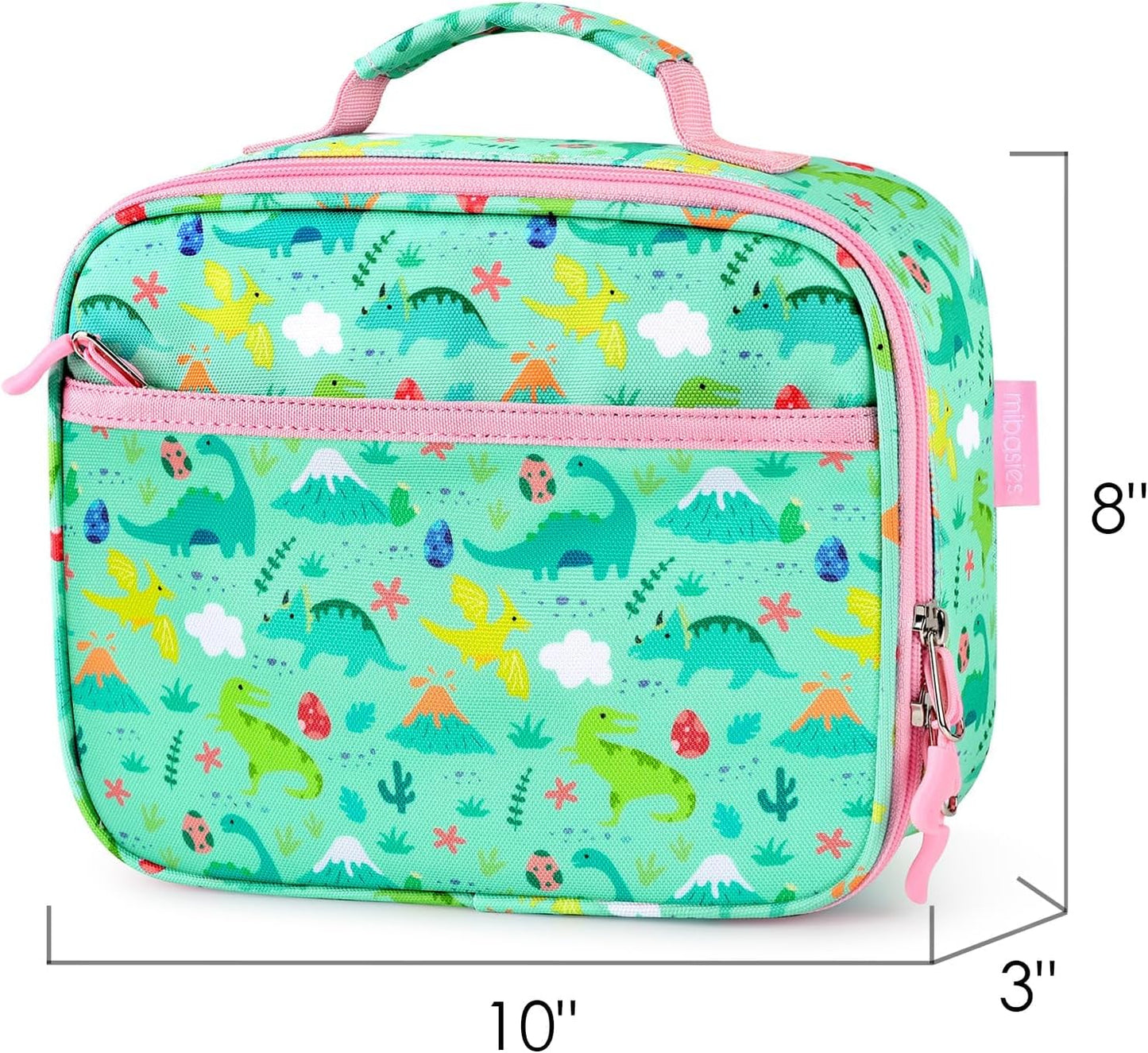 mibasies Kids Lunch Box for Girls Toddler, Insulated and Reusable Lunch Bag for School, Pink Rainbow