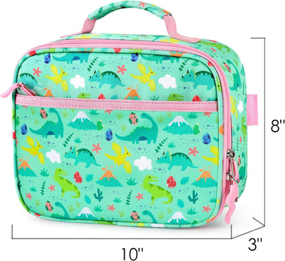 mibasies Kids Lunch Box for Girls Toddler, Insulated and Reusable Lunch Bag for School, Pink Rainbow