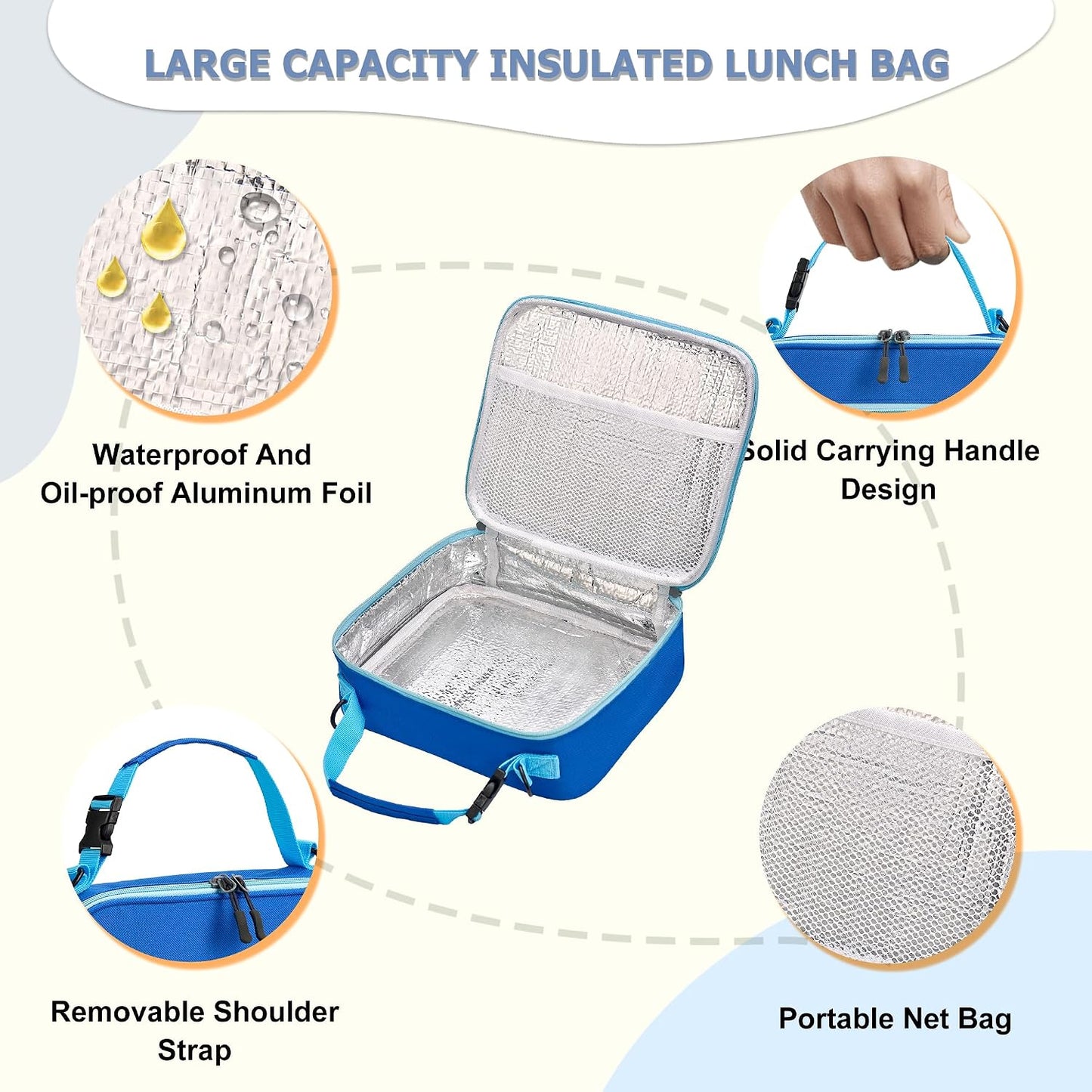 MAISON HUIS Bento Box for Kids with 8oz Soup Thermo, Leak-proof Lunch Food Containers with 5 Compartment, Insulated Lunch Bag & 17oz Stainless Steel Water Bottle for School, Trvael