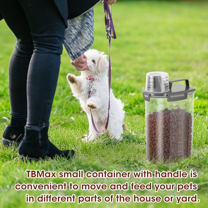 TBMax Pet Food Storage Containers 2 Pack 8-10 Lbs Airtight Dog Food Container Dispenser with Large Spout & Portable Handle, Travel Dog Treat Cat Food Storage Bin Bird Seed Container