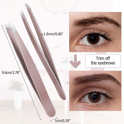 Mudder 12 Pcs Eyebrow Tweezers Set for Facial Hair Stainless Steel Slanted Tip Tweezers in Bulk for Men and Women(Silver)