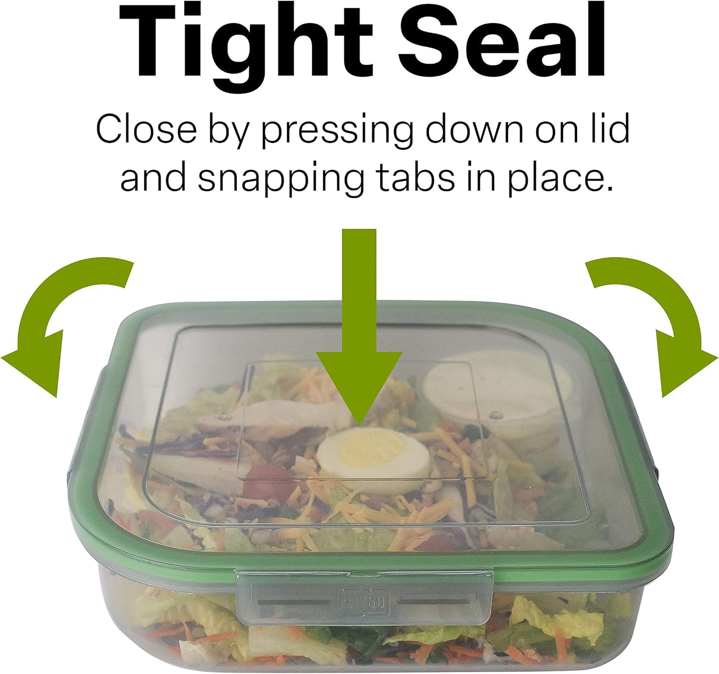 MyGo Container Large To-Go 3-Compartment Food Containers, Pack Of 3, 9-3/8" X 9-3/8" X 2-1/2", Reusable, Microwave Safe, NSF Certified, Smoke/Green