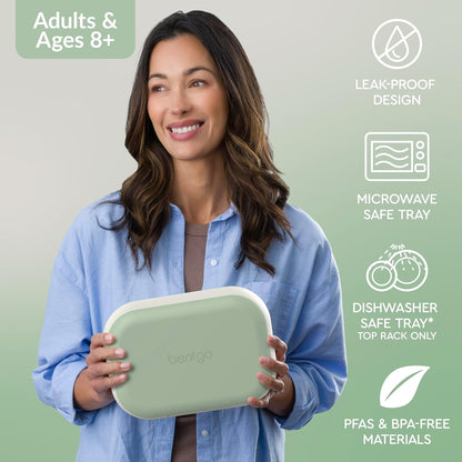 Bentgo Chill Max Leak-Proof XL Lunch Box - Included Ice Pack Keeps Food Cold; 5-Cup Capacity for Adults & Ages 8+, 3 or 4 Compartment Bento Box, BPA-Free, Dishwasher Safe (Bone & Glacier Blue)