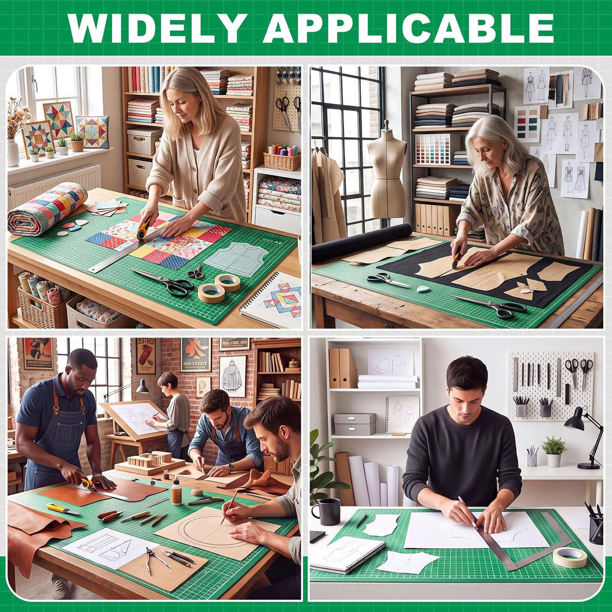 Pangda 1 Pcs 36 x 48 in Large Self Healing Cutting Mat for Sewing, Green