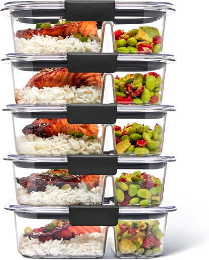Rubbermaid Brilliance BPA Free Airtight Food Storage Containers with Lids, Set of 4 (4.7 Cup) Ideal for Lunch, Meal Prep, and Leftovers