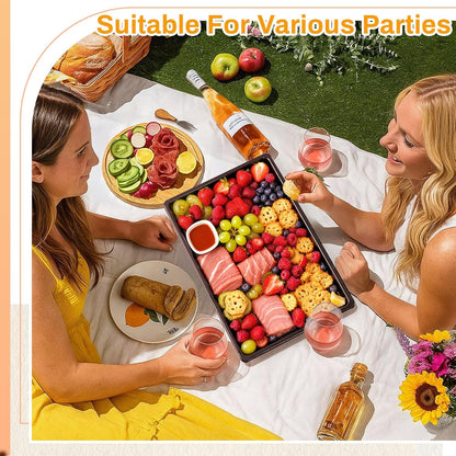 Shellwei 5 Pack Extra Large Charcuterie Board with Lids, 18 x 12 Inch Plastic Catering Trays for Cookies, Desserts, Candy, Reusable Serving Platters for Travel Party