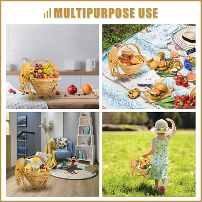 MYOSOTIS Foldable Fruit Basket Collapsible Bamboo Fruit and Veggie Basket Fruit Bowl Holder and Dried Fruit Basket For Holiday Party (Duck)