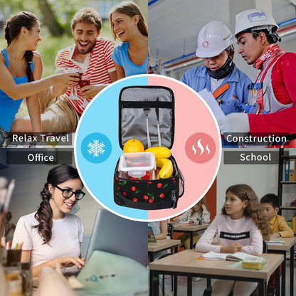 Dinosaur Volcano Insulated Lunch Bag for Women & Men, Reusable Leak-Proof Lunch Box with Cooler Compartment, Lunch Tote for Adults Work Travel Picnic Durable & Washable