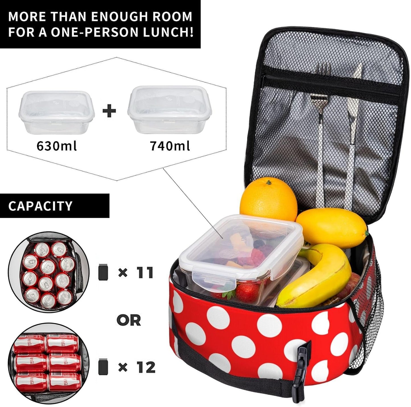 70s Retro Mushroom Floral Insulated Lunch Bag Reusable Cooler Lunch Box Portable Leakproof Thermal Container Tote Bags for Girls Boys School Travel