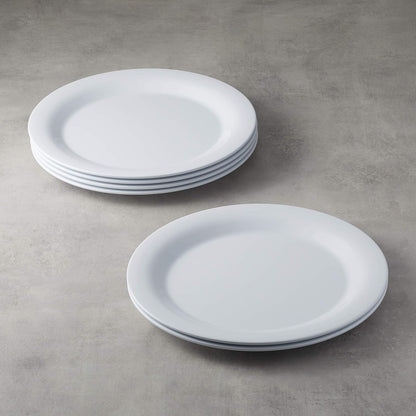 Amazon Basics Melamine Oval Platter Serving Tray, Dishwasher Safe, Narrow Rim, 13 in x 9.75 in, White, 6-Piece Set
