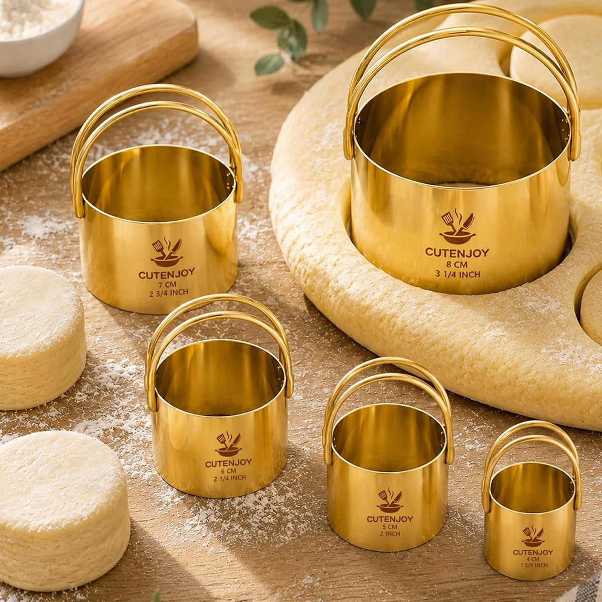 Round Cookie Cutters (2, 3, 3.5, 4, 5, 6 Inch) Biscuit Cutter Set