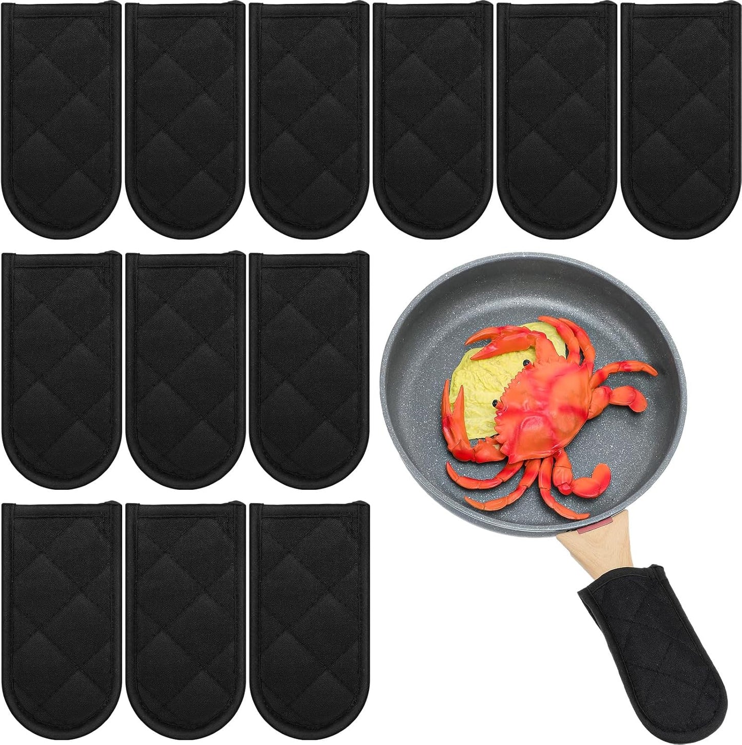 Dandat 24 Set Hot Handle Covers for Daily Replace Use Gift Pan Handle Sleeve Covers Heat Resistant Cast Iron Holder Sleeve Washable Handgrip Mitts for Christmas Kitchen Gifts Craft (Black)