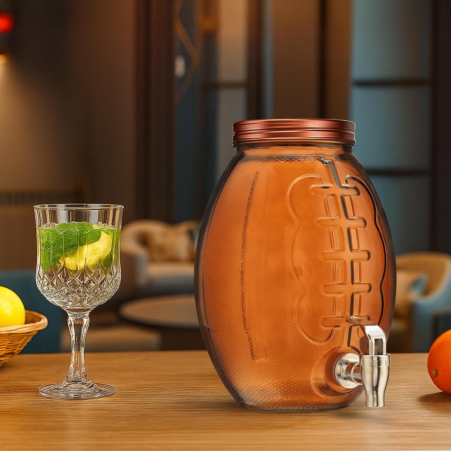 3 Gallon Classic Ice Cold Clear Glass Mason Jug Drink Beverage Dispenser Durable On Galvanized Stand With Leak Free Spigot-Easy Filling For Outdoor, Parties & Daily Use Lid