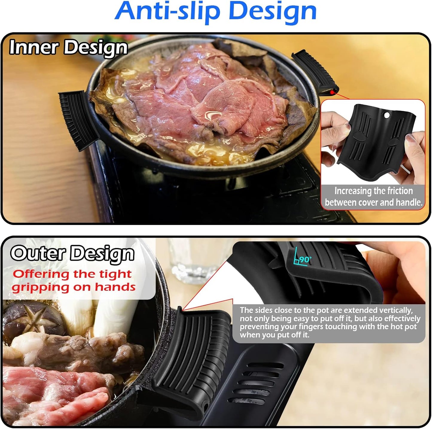 Silicone Assist Handle Holder, Hot Skillet Handle Covers Pot Grip Handle Sleeve Cast Iron Skillets Non-Slip Heat Resistant Pan Grip Cover for Cast Iron Woks Frying Pans Griddles Skillets (Red)