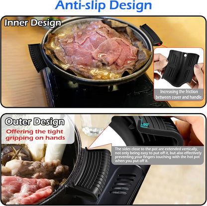 Silicone Assist Handle Holder, Hot Skillet Handle Covers Pot Grip Handle Sleeve Cast Iron Skillets Non-Slip Heat Resistant Pan Grip Cover for Cast Iron Woks Frying Pans Griddles Skillets (Blue)