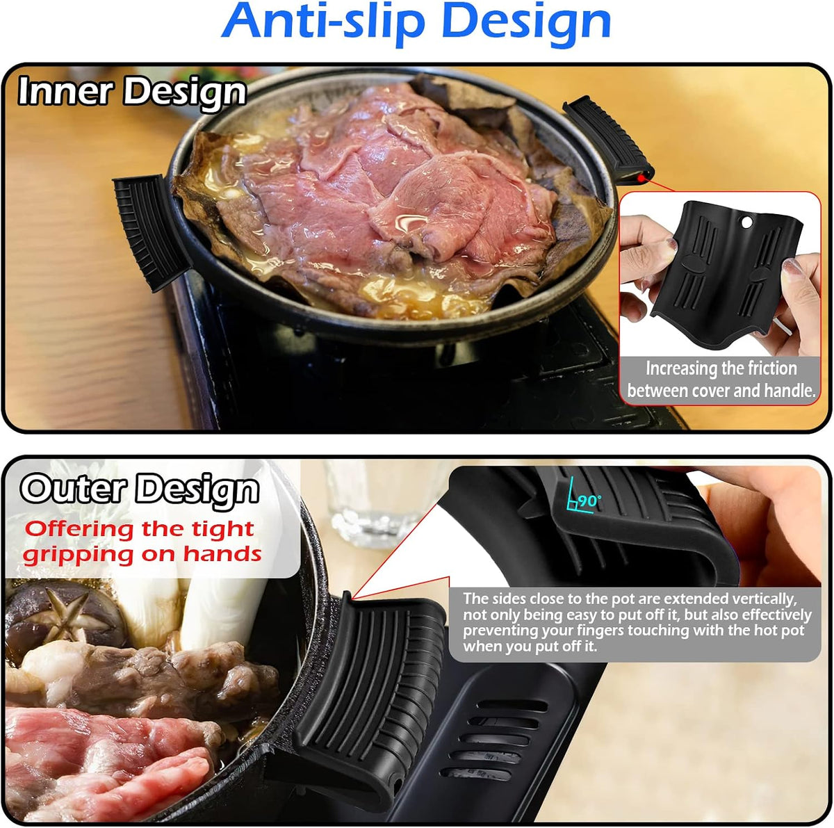 Silicone Assist Handle Holder, Hot Skillet Handle Covers Pot Grip Handle Sleeve Cast Iron Skillets Non-Slip Heat Resistant Pan Grip Cover for Cast Iron Woks Frying Pans Griddles Skillets (Red)