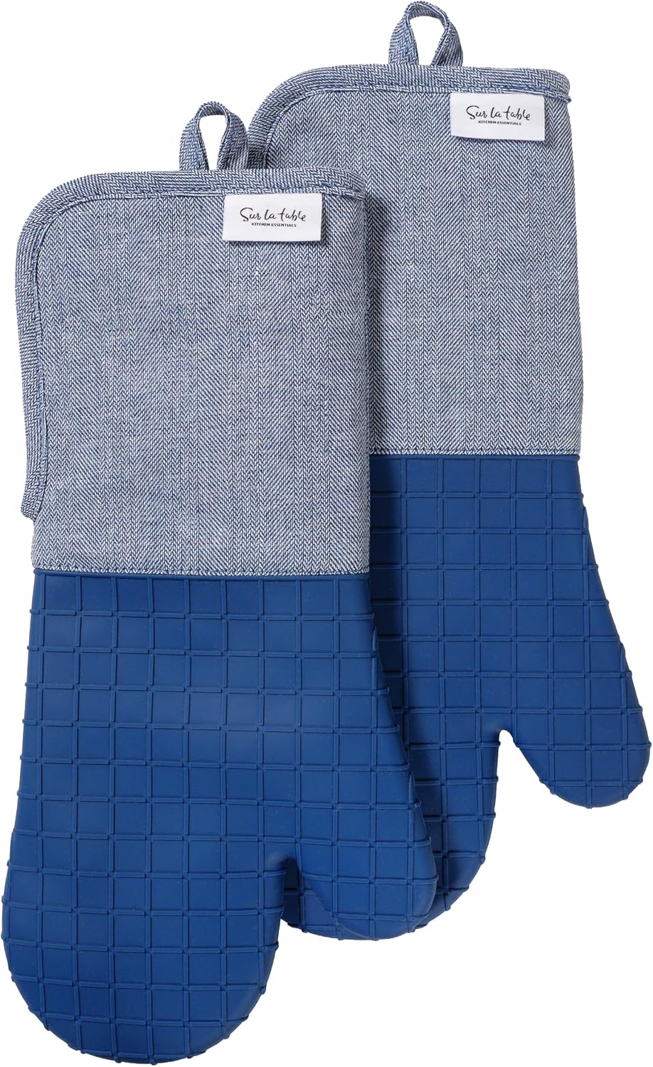 Sur La Table Kitchen Essentials Set of 2 Silicone Oven Mitts, Heat Resistant to 550°F (Green)
