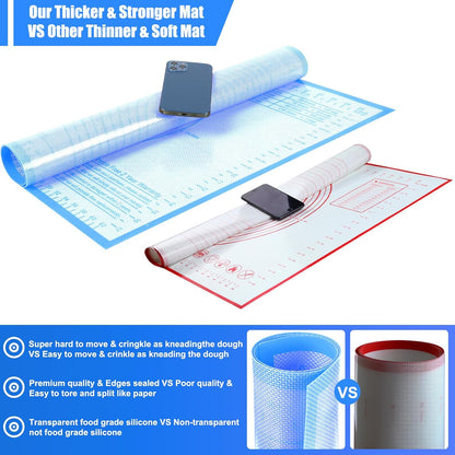 Non-slip Silicone Pastry Mat 36''By 24'' Nonstick Baking Mats Extra Large Counter Mat for Dough Rolling, Pastry, Pie Crust, Fondant, Cookies, Bread, Pasta, Pizza Mat