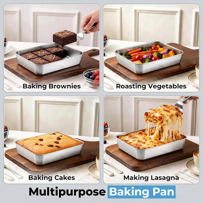 TeamFar Lasagna Pan, 16" x12.13" x2" Stainless Steel Rectangular Cake Pan