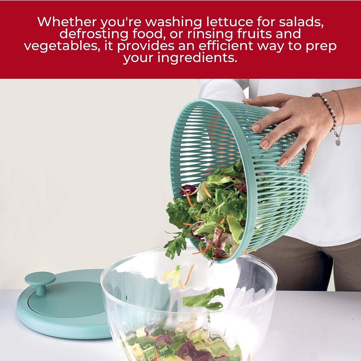 Guzzini Twist & Dry Salad Spinner, Blue 170900134