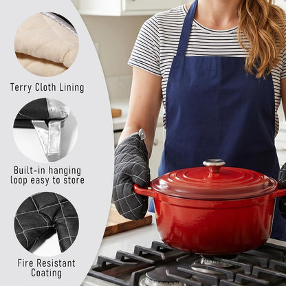 ARCLIBER Grey 13" Quilted Oven Mitts 1 Pair Flame Heat Resistant