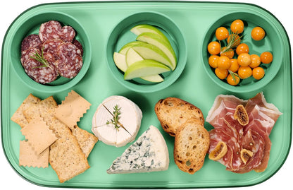 madesmart dipware 3 Bowl Serving Tray, Stackable & Removable Dip Bowls for Charcuterie, Guacomole, Snacks, Veggies, Premium Dishwasher & Microwave Safe, Multipurpose Plate & Bowl, Olive
