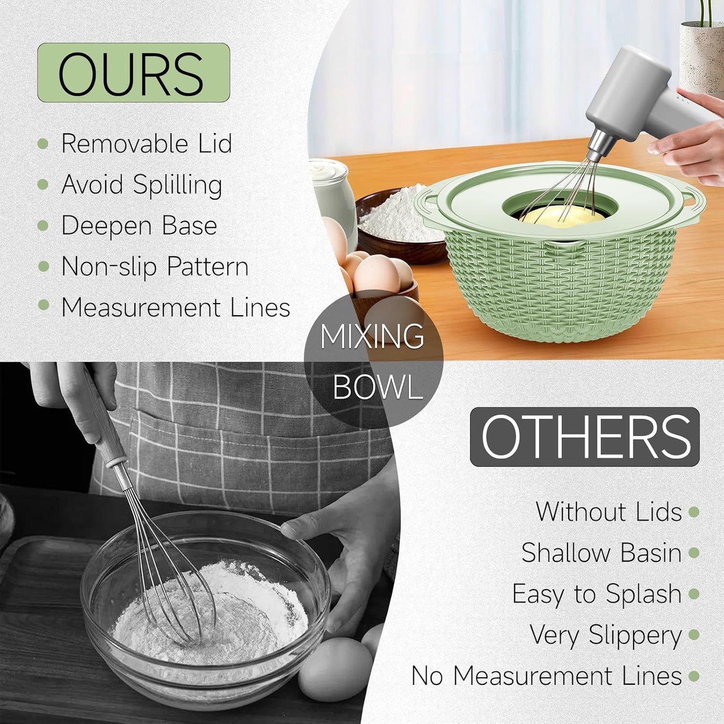 4-1 Colander with Bowl & Spoons Set - Rotatable Colander for kitchen with New Upgraded Graters, Food Strainer(Patented) for Pasta, Fruits, Vegetables, Funny Presents for Women, Beige