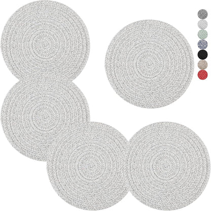 Trivets for Hot Dishes, Pots and Pans, 8 Inches Hot Pads 5 Pcs, Pot Holders for Kitchen, Heat Resistant Mat Protect Counter, Coasters Set Home Essentials Farmhouse Decor (Brown)
