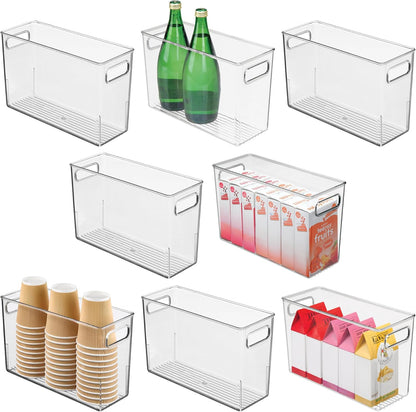 iDesign Tall Plastic Storage Bin with Handles, Set of 4, Clear | For Fridge or Freezer, Made in USA