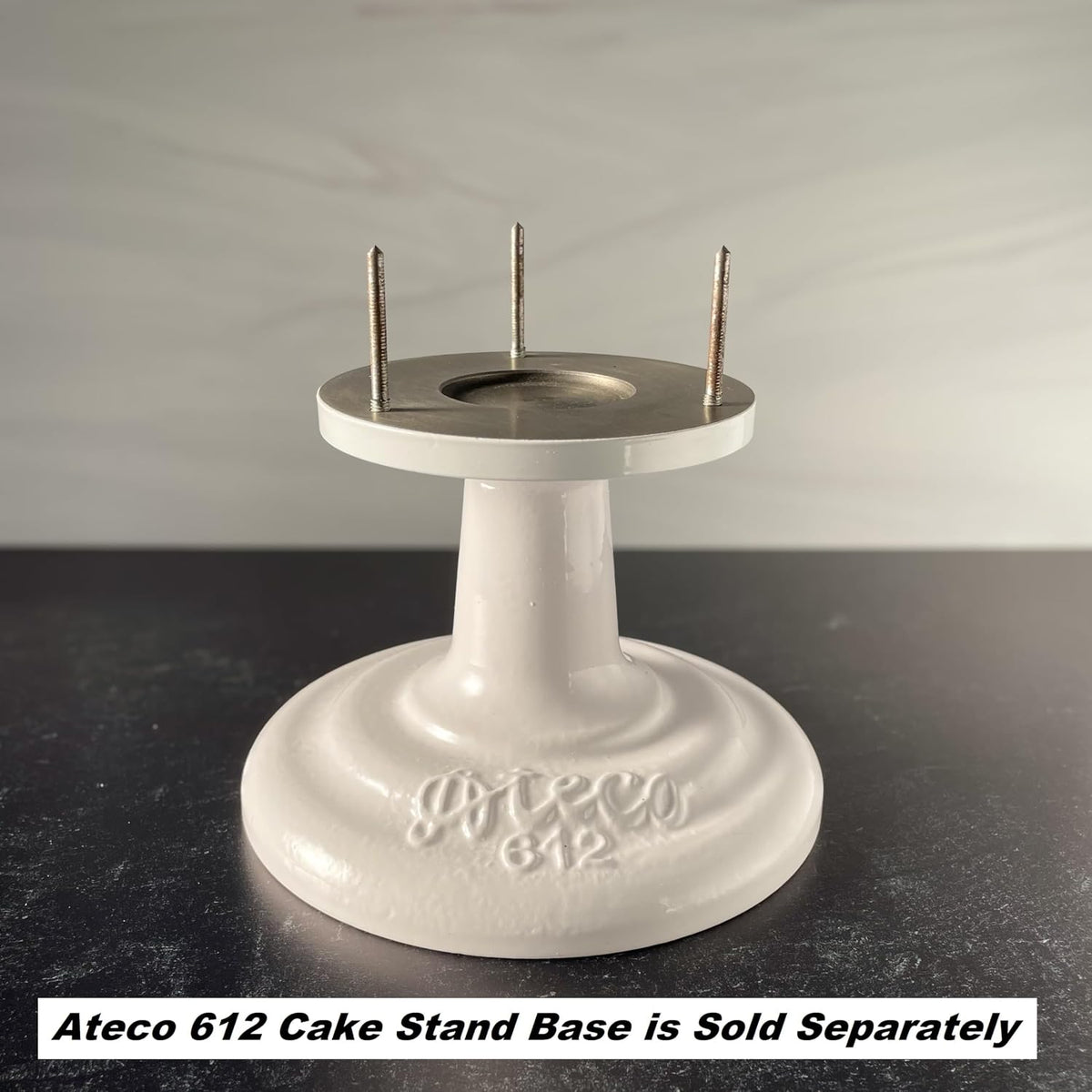 Ateco Revolving Cake Decorating Stand, 615 12" Round, Aluminum Base, White