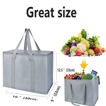 musbus 2-Pack, XL-Large Insulated Grocery Shopping Bags, Black, Reusable Bag,Thermal Zipper,Collapsible,Tote,Cooler,Food Transport hot and Cold,Camping