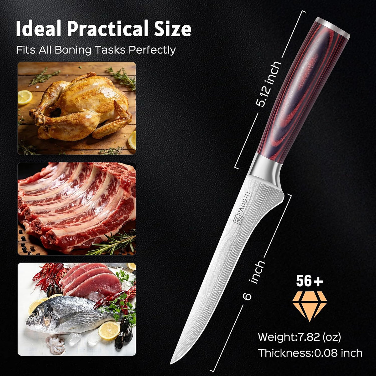 PAUDIN Cheese Knife, 5” Serrated Knife for Block Cheese,Sharp Tomato Knives