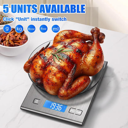 33lb Rechargeable Food Scale, Diyife 304 Stainless Steel Kitchen Scale