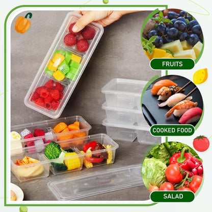 Hushee 10 Pack 17 oz Small Meal Prep Containers with 3 Compartments Snack Containers with Lid Disposable Plastic Bento Box Travel Lunch Food Boxes Stackable for Office Picnic (Mint Green)