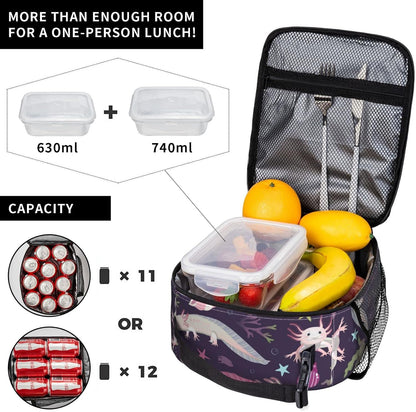 Purple Axolotl Lunch Box Lunch Box Reusable Insulated Totes Lunch Bag Thermal Cooler For Boy Girls School Men Women Beach Picnic Travel