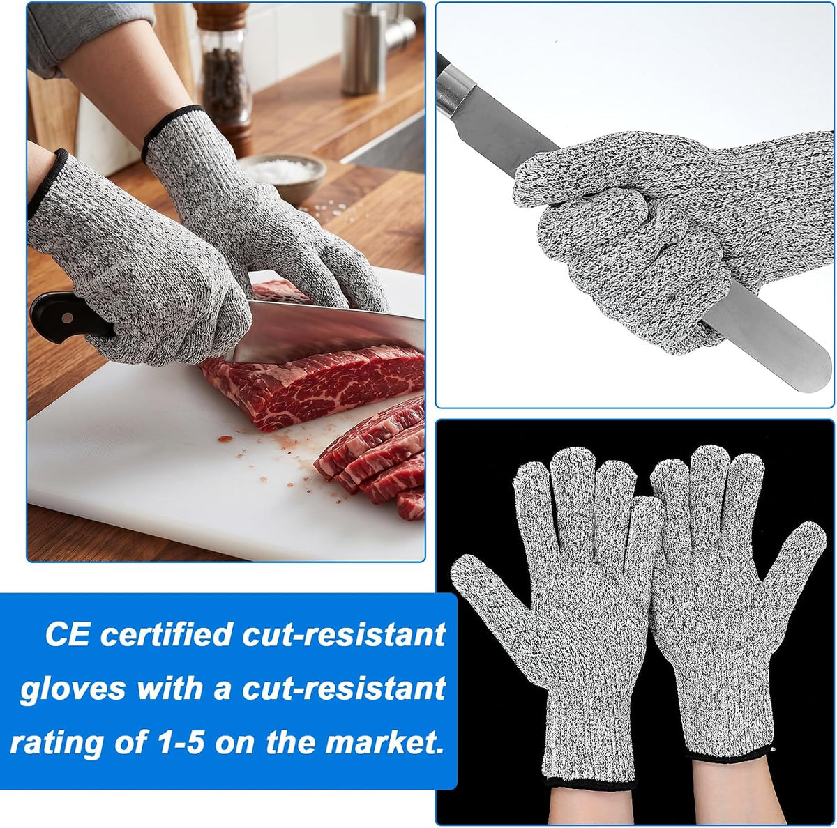 Oyster Shucking Knife Set of 6 with 6 Pairs Cut-Resistant Gloves, Professional Oyster Shucker Set for Clams, Mussels & Shellfish, Stainless Steel Oyster Knife Shucker Set for Home Kitchen, BBQ