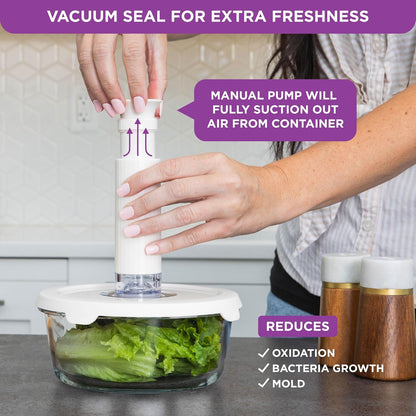 HOLDN’ STORAGE Vacuum Food Storage Containers, Set of 8 Glass Containers & Electronic Pump - Keep Food Fresh Longer, BPA-Free Glass, Leak-Proof, Ideal for Meal Prep, Marinating