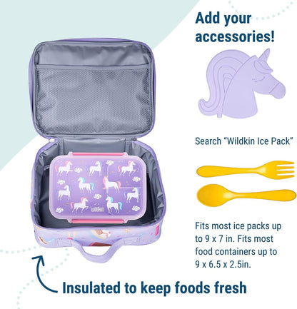 Wildkin Kids Insulated Lunch Box, Keeps Food Hot or Cold, BPA-Free with Mesh Pockets & Easy-Clean Lining – Ideal for School, Travel & Daycare – Holographic
