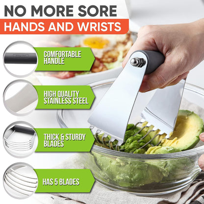 Spring Chef Large Dough Blender For Baking - Durable Pastry Blender - Black