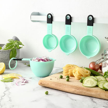 Spring Chef Magnetic Measuring Cups and Spoons Set of 9, Nesting Kitchen Tool with Easy to Read Markings for Measuring Dry or Liquid Ingredient, BPA Free, Black