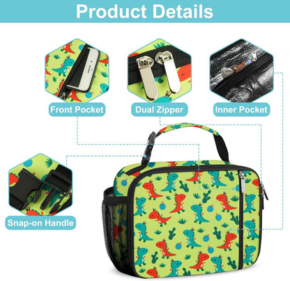 esouler Lunch Box Kids Insulated Lunch Bag for Boys & Girls Durable Children Lunchbox for School with Water Bottle Holder-Black