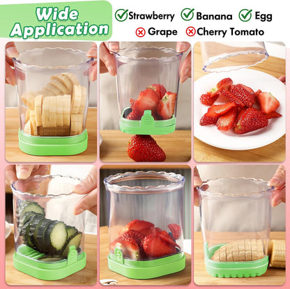 Creative Strawberry Slicer, Detachable Cutter with Push Plate (Green)