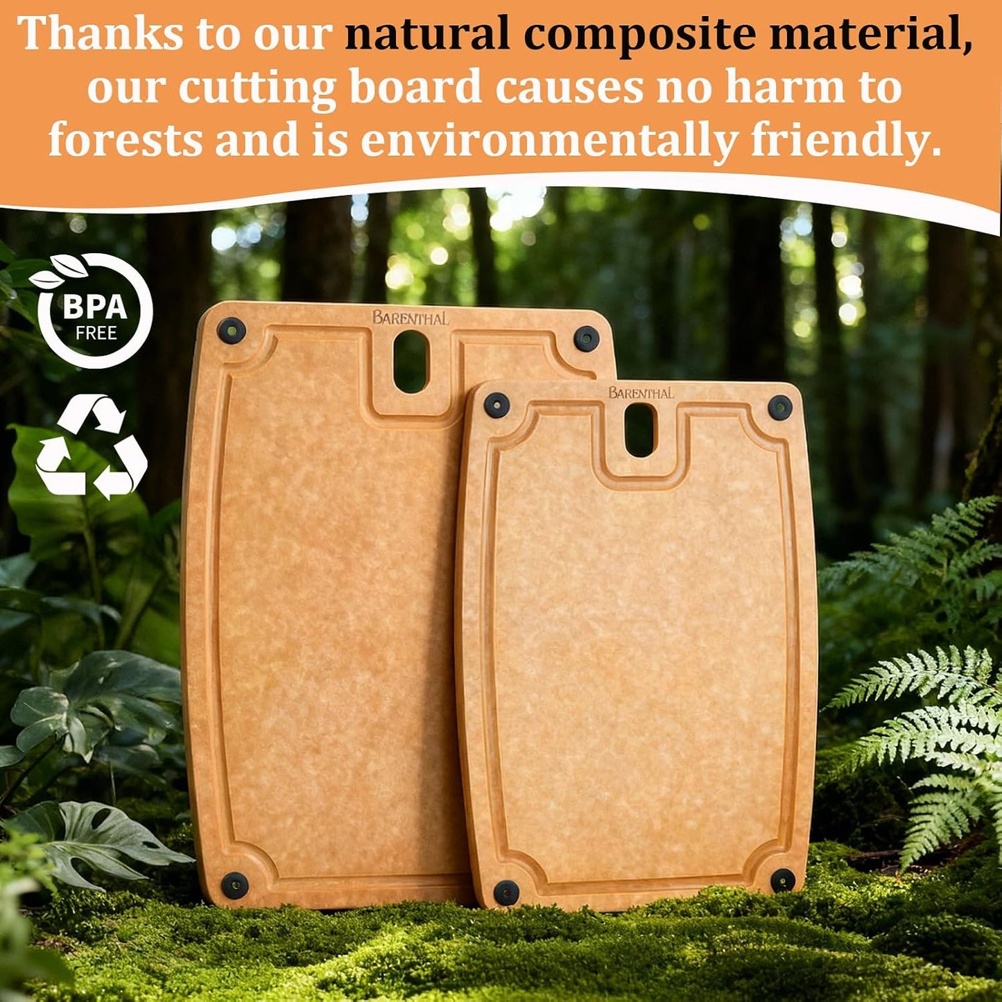 Cutting Boards for Kitchen Dishwasher Safe Eco-Friendly Composite Cutting Board Set of 2, Reversible Chopping Board with Handles & Juice Grooves, Small & Large Cutting Board for Countertop